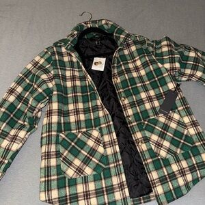 Forever 21 Green and Cream Checkered Jacket